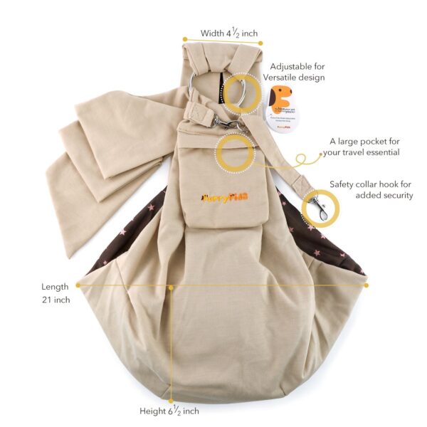 Furry Fido Classic Pet Sling - Khaki - Image 2