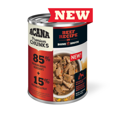 Acana Premium Chunks, Beef Recipe in Bone Broth