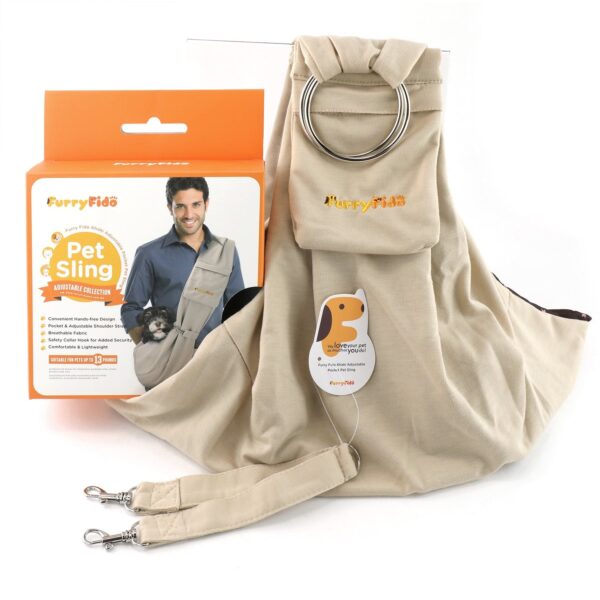 Furry Fido Classic Pet Sling - Khaki - Image 9